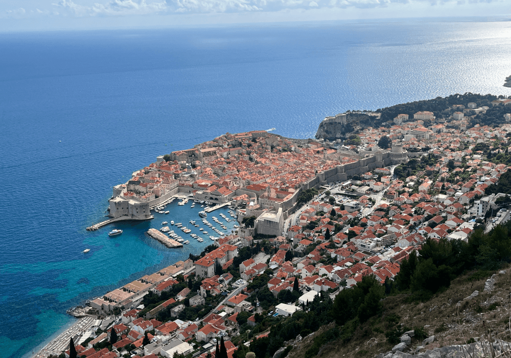 Dubrovnik's walled old town above the Adriatic coast.